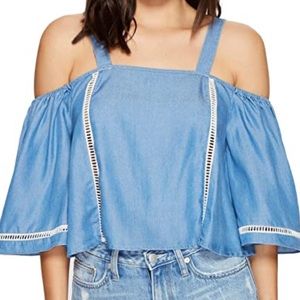 LOVERS+ FRIENDS Riptide Chambray Cold Shoulder Top